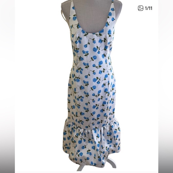 Michael Kors COLLECTION White with Blue Floral Tank Flounce Dress 8 NEW - Picture 12 of 12